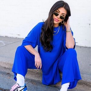 Dressed in LALA Vibrant Blue Jumpsuit